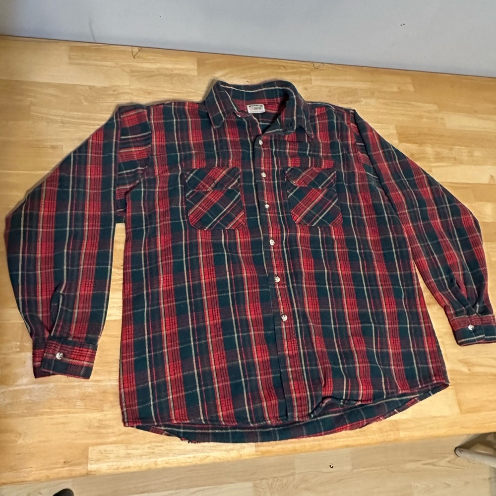 Vintage Five Brother Plaid Flannel Button Shirt Size  XL Longman Long Sleeve USA